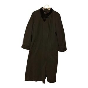FLEET STREET US Women’s sz 12 Black Long Maxi Trench Coat Lined Velvet Collar